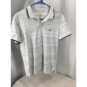 American Eagle Flex Polo White Gray Size S